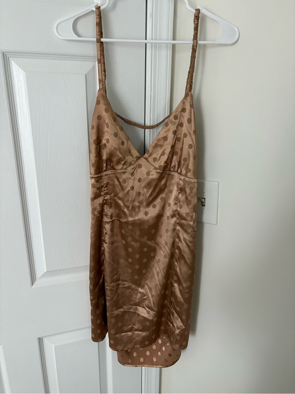 Princess Polly Silky Polka Dot Slip Dress in Brown